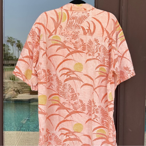 Tommy Bahama Orange/Rust Floral Hawaiian Silk Camp Shirt XL - Picture 8 of 13